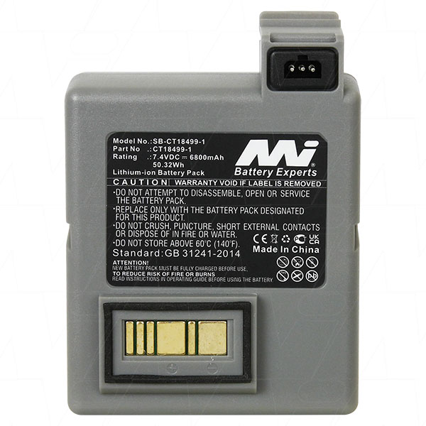 Batteria 6800mAh Compatibile Con Zebra P4T, RP4 E RP4T – Sostituisce CT18499-1, H16293-Li, HBP-420L, ZB42L1-D, 7.4V Li-ion